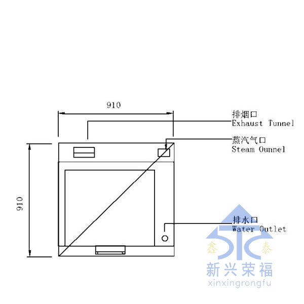 多功能三門蒸柜尺寸圖（頂）